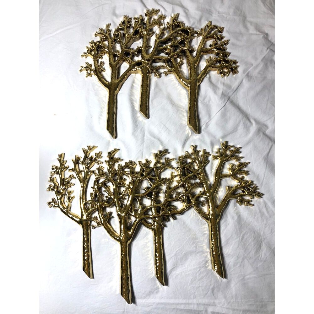 Vtg 1984 Syroco 7663 Gold Tree Wall Plaque Set Hollywood Regency Homco Style 21"